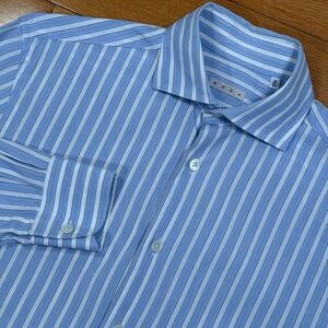 Roda Mens Blue White Striped Cotton Dress Shirt Made‎ in Italy Size 15.5 39